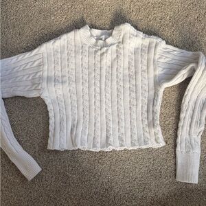 Aerie White Cable Knit Sweater